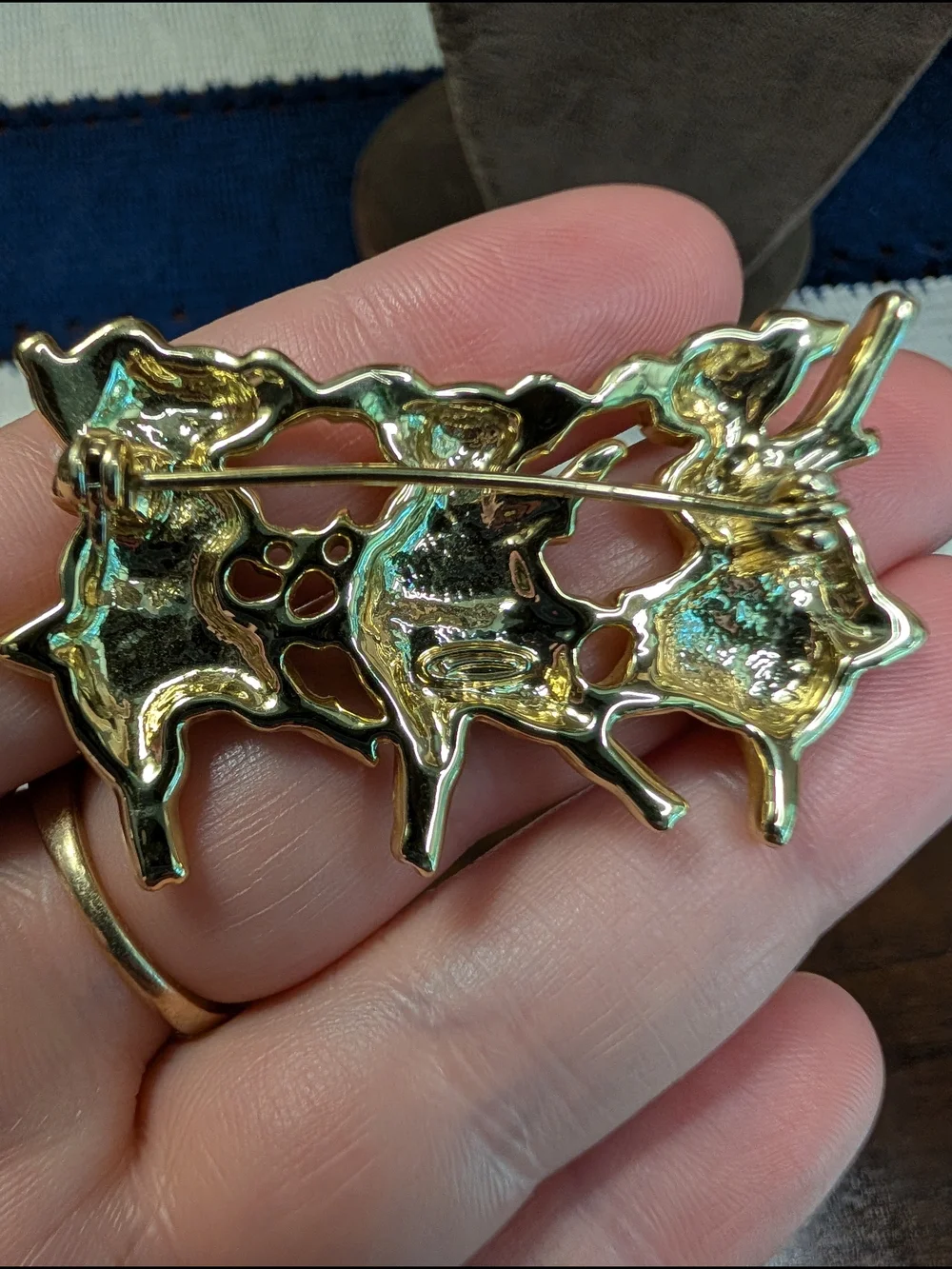 Vintage Vittorio Frosted Gold-tone Dancing Pig Trio Brooch Pin
